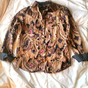 Chaps button-down paisley print dress shirt size S